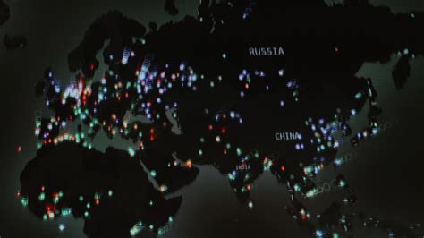 World map with different targets for cyber attack. Hacking and ...