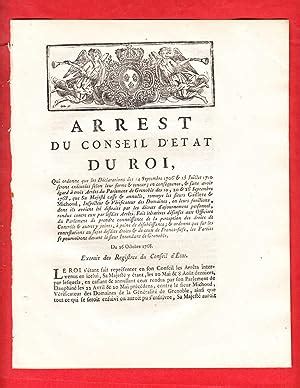 Arrest Du Conseil D Etat Du Roi Qui Ordonne Que Les D Clarations Des