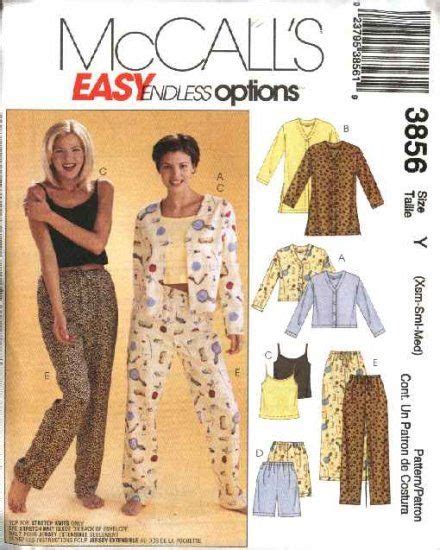 Mccallâ S Sewing Pattern 3856 Misses Size 4 14 Easy Pajamas Button