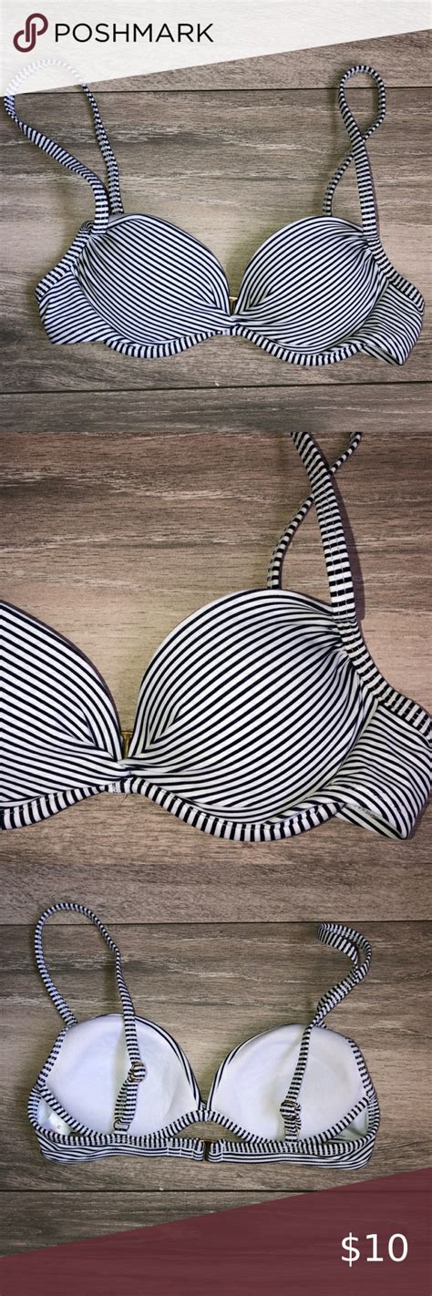 Black White Striped Bikini Top Xhilaration Euc Striped Bikini