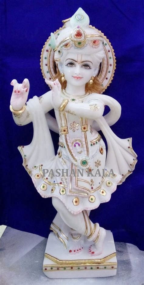 Painted Hindu White Krishna Statue For Worship Size 12 To 15 Inch At