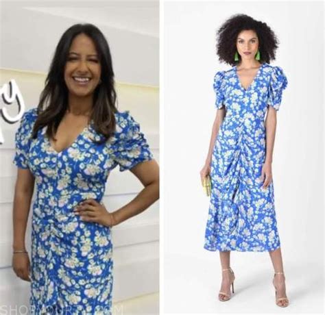 Good Morning Britain July 2022 Ranvir Singhs Blue Floral Midi Dress Shop Your Tv