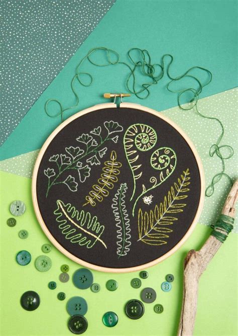 Black Forest Ferns Embroidery Kit Joli Jardin