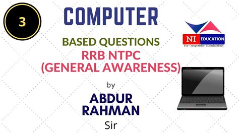 Computer Based Questions Set Rrb Ntpc General Awareness