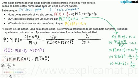 Probabilidade Condicionada Exercício De Exame Nacional Youtube