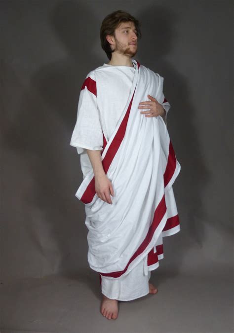 Mens Ancient Roman Senate White Linen Costume Toga For Re Enactment