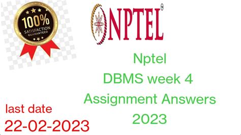 Nptel Data Base Management System Week Assignment Answers Nptel