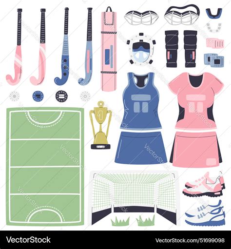 Field hockey equipment collection female Vector Image