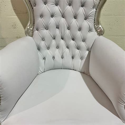 Silver Midsize Throne Chair White Leather In Stock French Etsy