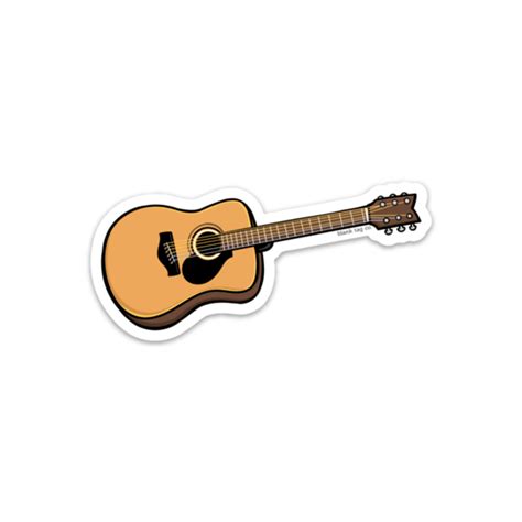 An Acoustic Guitar Sticker On A White Background