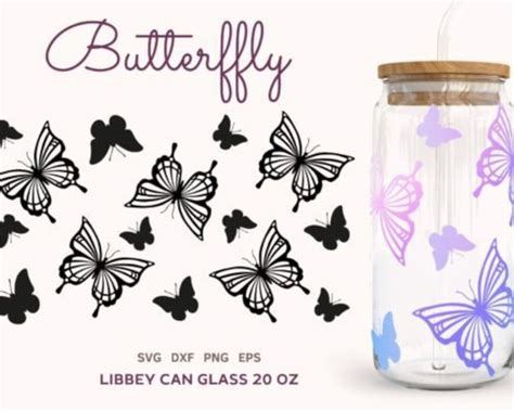 Butterfly Libbey Can Wrap SVG Etsy