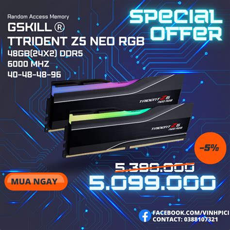 Ram G SKILL TRIDENTZ Z5 NEO RGB 48GB 6000MHz DDR5 24GBx2 F5