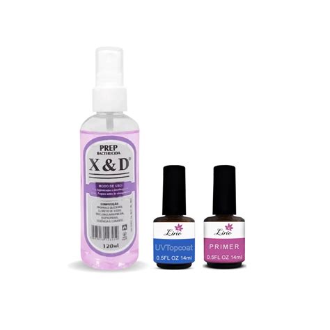 Kit Top Coat E Primer Lirio Lina Prep Preparadores Alongamento Unha