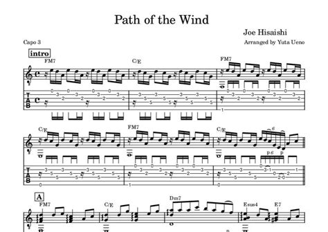 Path Of The Wind My Neighbor Totoro Fingerstyle Guitar Tab Yuta Ueno