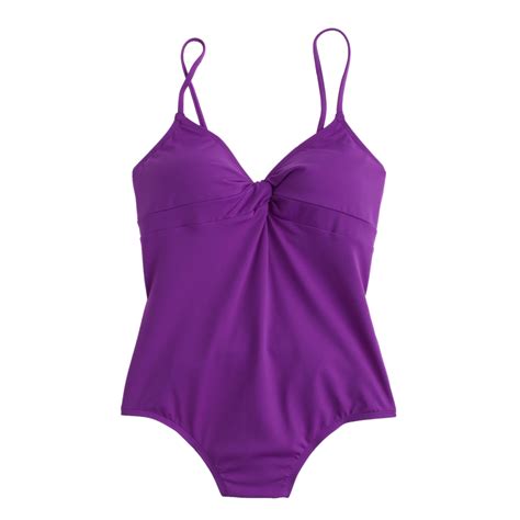 J Crew Italian Matte Twist Front One Piece Swimsuit In Purple Lyst