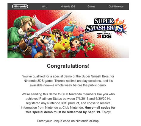 Super Smash Bros. 3DS Demo Codes (free) | MacRumors Forums