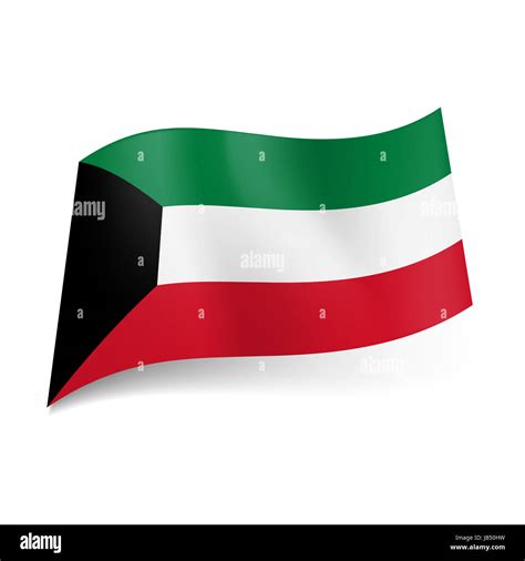 Bandera Nacional De Kuwait Verde Blanco Y Rojo Con Rayas Horizontales