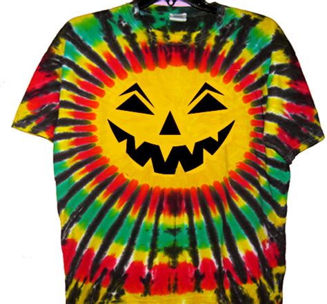 Rasta Halloween Tie Dye T Shirt Jack O Lantern Mens Halloween Shirts