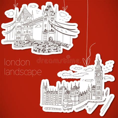 London Hand Lettering And Doodles Elements Stock Vector Illustration