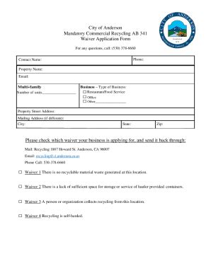 Fillable Online Applications And Forms Anderson Ca Fax Email Print