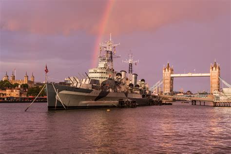 Hms Belfast In 2014 Tower Of London And Tower Bridge Providing An