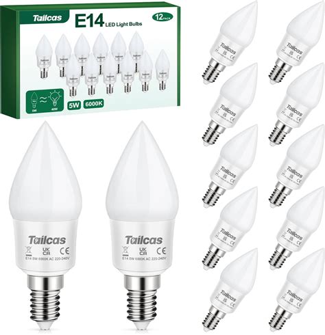 Tailcas E Led Candle Light Bulbs W Ses Bulb Cool White K