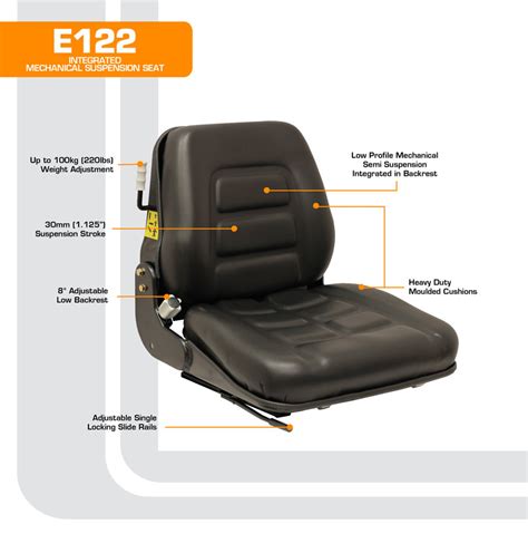 E122 Low Profile Integrated Mechanical Suspension Forklift Seat