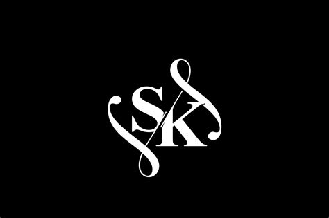 SK Monogram Logo Design V6 By Vectorseller TheHungryJPEG