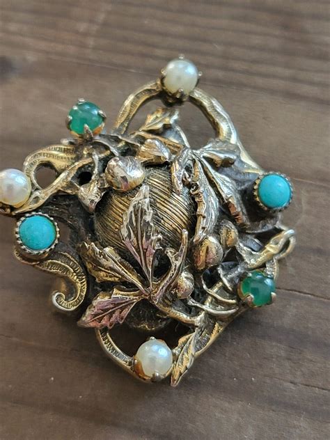 Vintage Original By Robert Brooch Pin Art Deco Ornate Gem