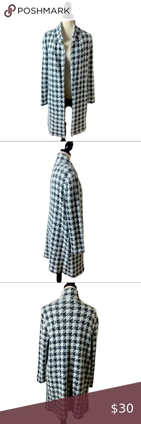 Melloday Black And White Houndstooth Sweater Coat Houndstooth Sweater