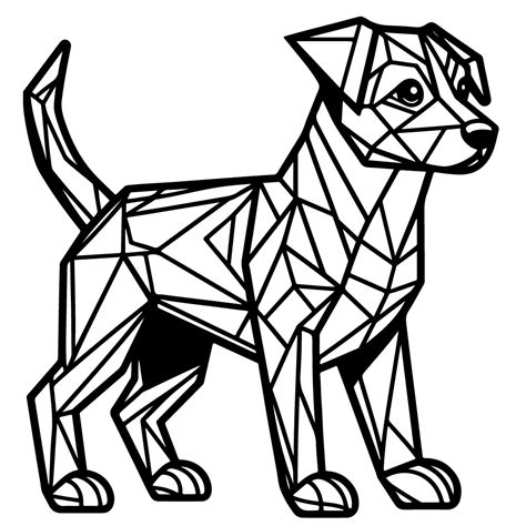 Chien géométrique gratuit Fichier vectoriel SVG noir et blanc pour la