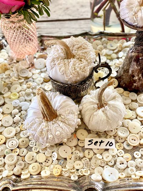 Fall Wedding Centerpiece White Pearl Pumpkins Embellished Etsy