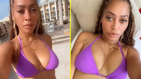 LaLa Anthony Flaunts Her Fit Figure In A Purple Bikini After Impressive