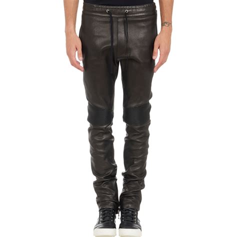 Balmain Leather Pull On Moto Pants In Black For Men Lyst