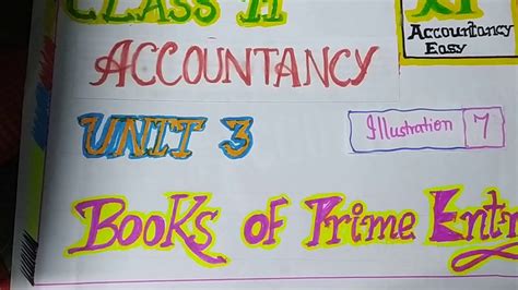 Class 11 Accountancy Unit 3 Books Of Prime Entry Illustration 7 YouTube