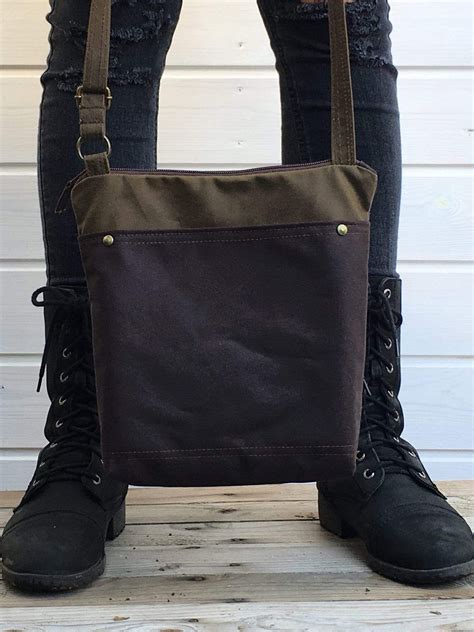 Brown Toffee Waxed Canvas Crossbody Bag Aris Bags