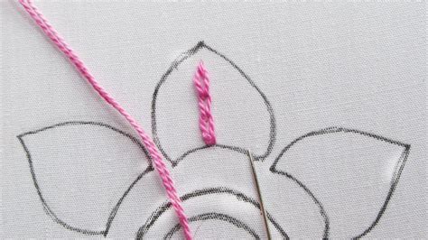 Hand Embroidery Pink Flower Stitches Hand Embroidery Stitching