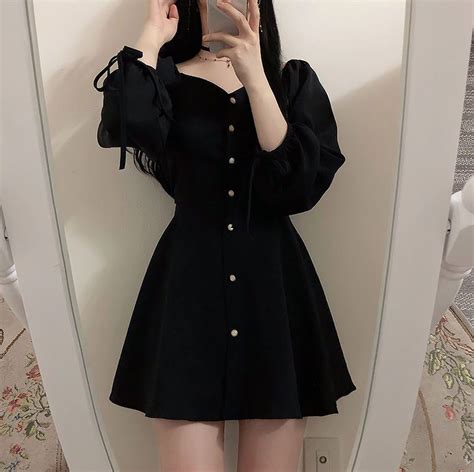 EFO Long Sleeve Sweetheart Neckline Mini A Line Dress YesStyle