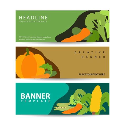 Premium Vector Three Horizontal Banners With Colorful Fresh