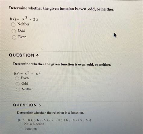 Solved Determine Whether The Given Function Is Even Odd Or Chegg