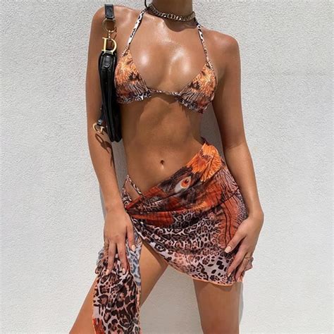 Ensemble de maillot de bain push up bikini trois pièces sexy à