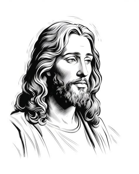 Premium AI Image The Face Of Jesus In Black And White On A White