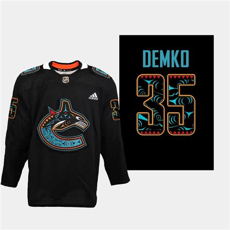 Thatcher Demko Vancouver Canucks First Nations 2023 Black #35 Jersey ...