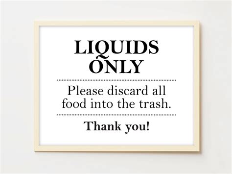 Buy Liquids Only Printable Sign No Food In Sink Septic System Drain