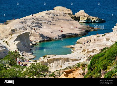 famous sarakiniko beach  milos island  greece stock photo alamy