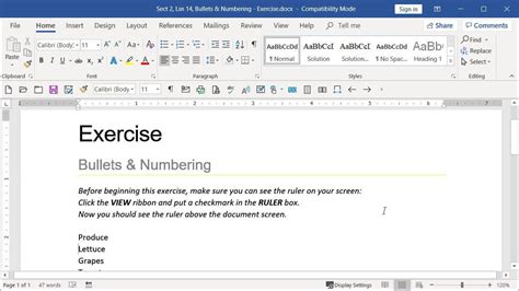 Bullets And Numbering Microsoft Word 2019 Basic