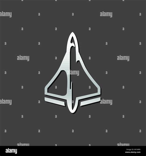 Supersonic airplane icon in metallic grey color style. Aircraft speed ...