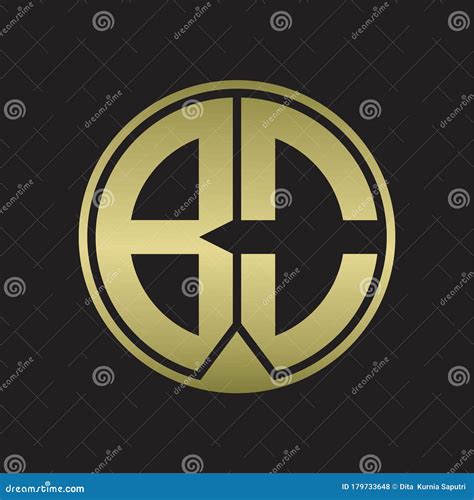 BO Logo Monogram Circle With Piece Ribbon Style On Gold Colors Stock