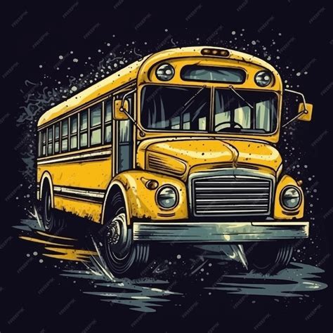 Premium AI Image | Vintage school bus hand drawn on yellow background