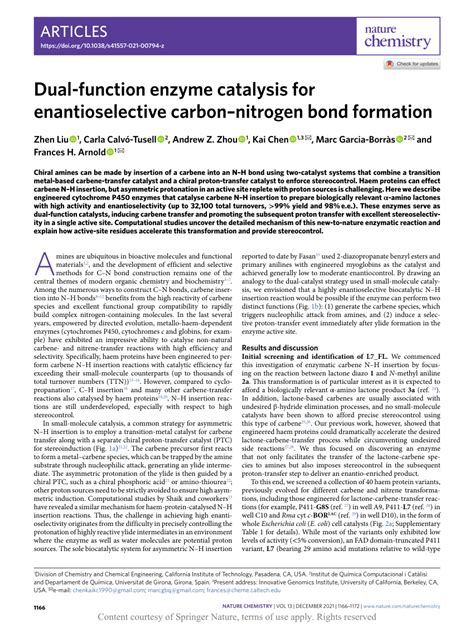 Dual Function Enzyme Catalysis For Enantioselective CarbonNitrogen